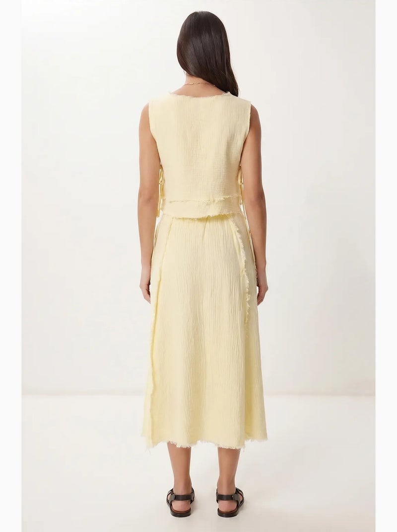 Ensemble blouse sans manches et jupe midi en coton istanbul Jaune citron - Kiabi