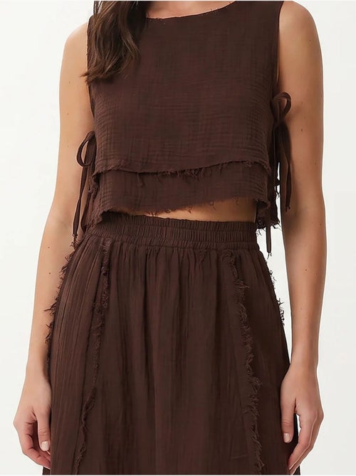 Ensemble blouse sans manches et jupe midi en coton istanbul - Kiabi