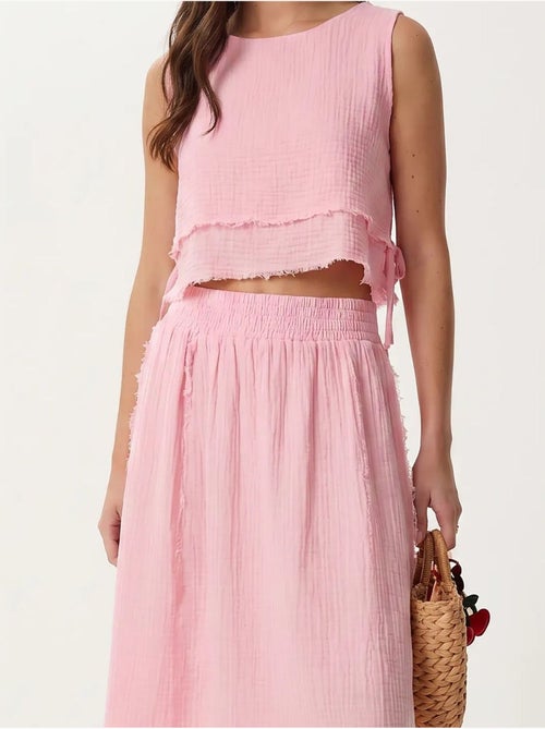 Ensemble blouse sans manches et jupe midi en coton istanbul - Kiabi