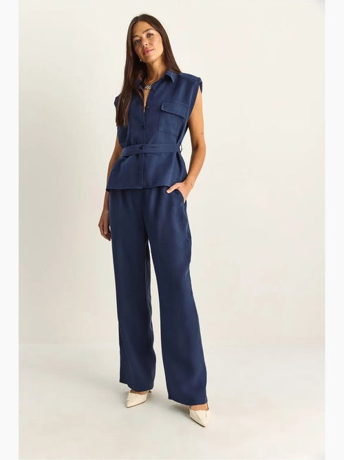 Ensemble blouse sans manches et pantalon large ceinturé lucci - Kiabi