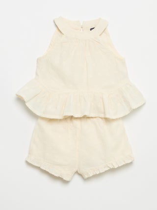 Ensemble blouse sans manches + short