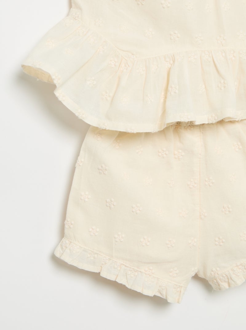 Ensemble blouse sans manches + short Ecru - Kiabi