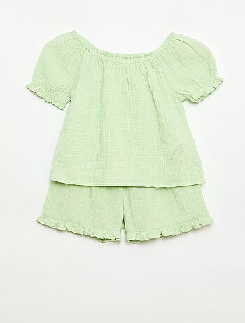 Ensemble blouse + short uni - 2 pièces