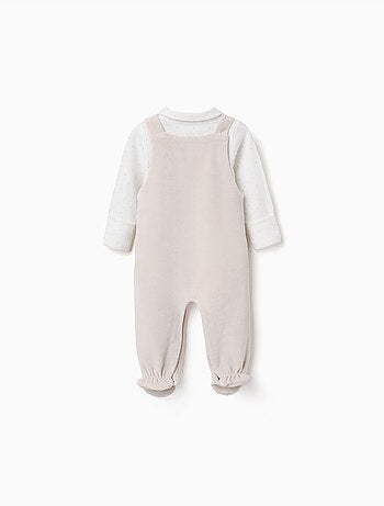Ensemble body en coton + salopette en velours