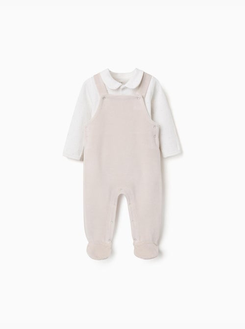 Ensemble body en coton + salopette en velours - Kiabi