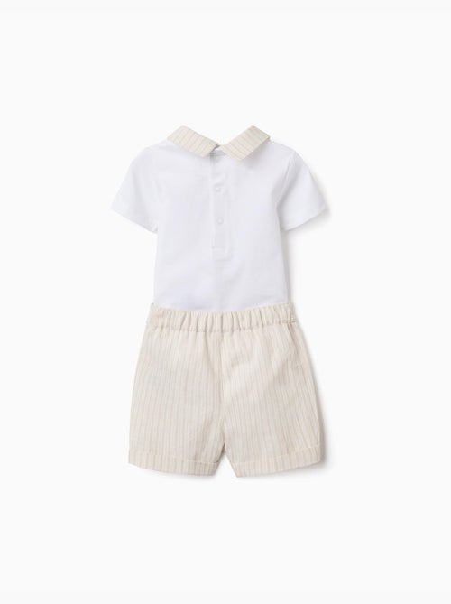 Ensemble body en coton + short à rayures - Kiabi