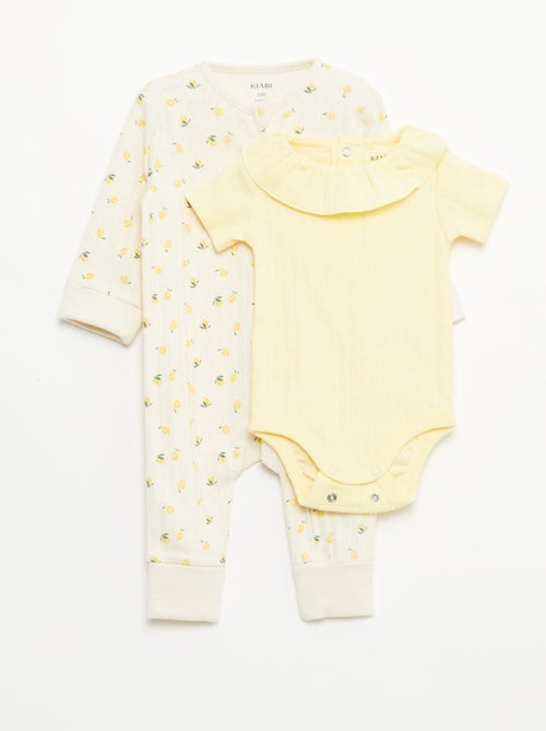 Ensemble body évolutif + dors bien en maille côtelée - Kiabi