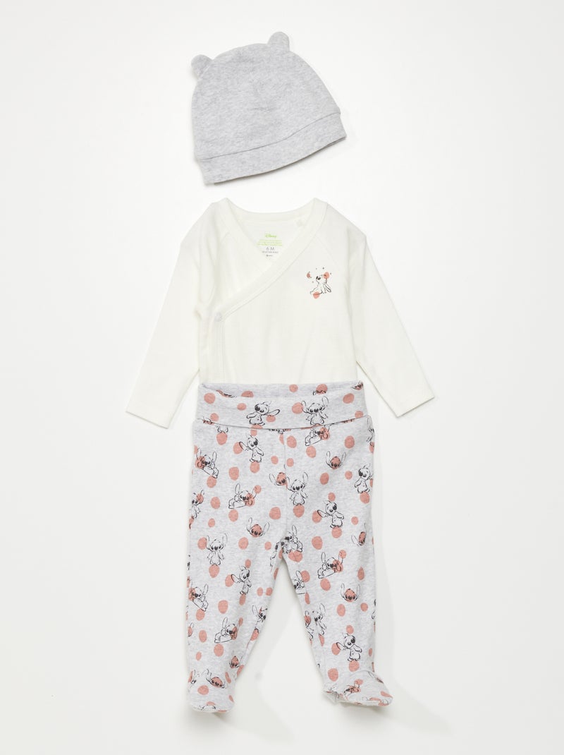 Ensemble body + legging + bonnet 'Disney' - 3 pièces Gris/blanc - Kiabi