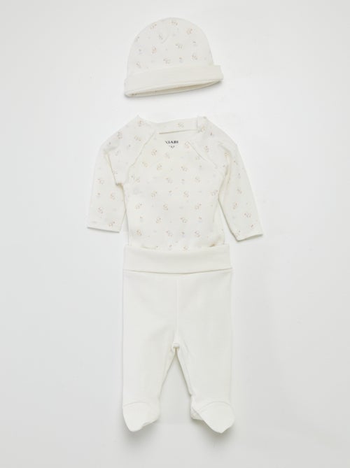 Ensemble body + pantalon avec pieds + bonnet - Kiabi