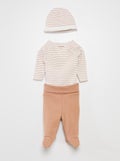 Ensemble body + pantalon avec pieds + bonnet Blanc 'rayé' - Kiabi