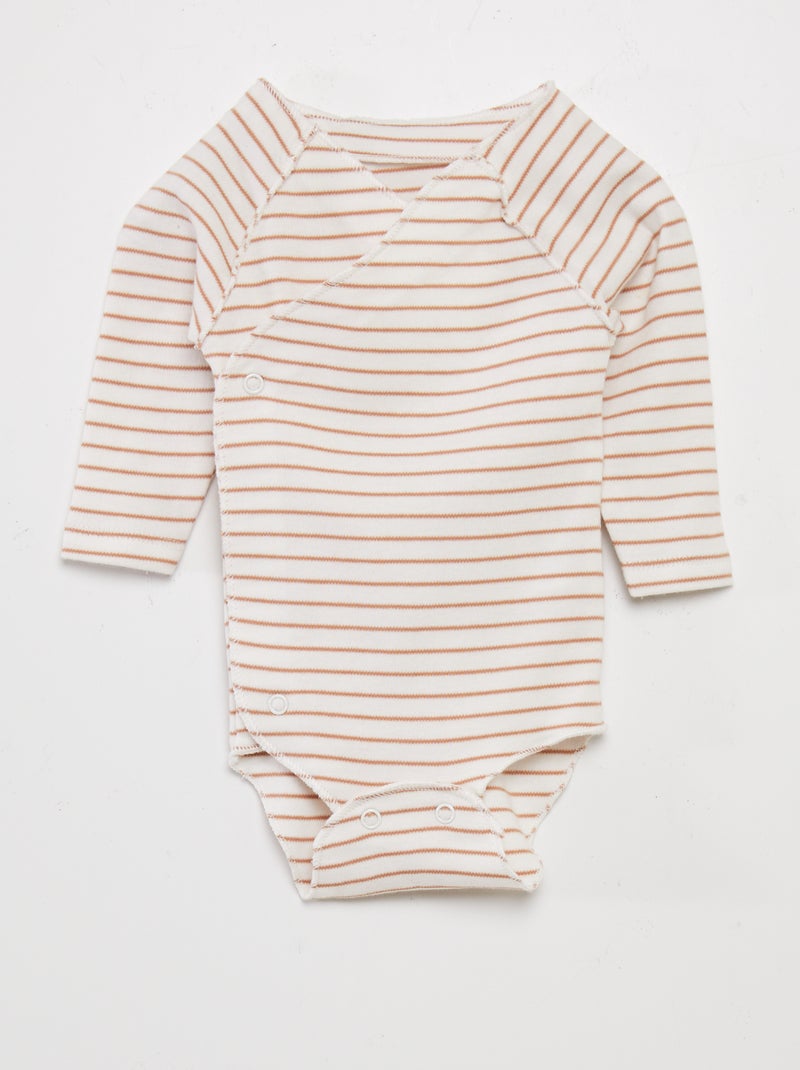 Ensemble body + pantalon avec pieds + bonnet Blanc 'rayé' - Kiabi