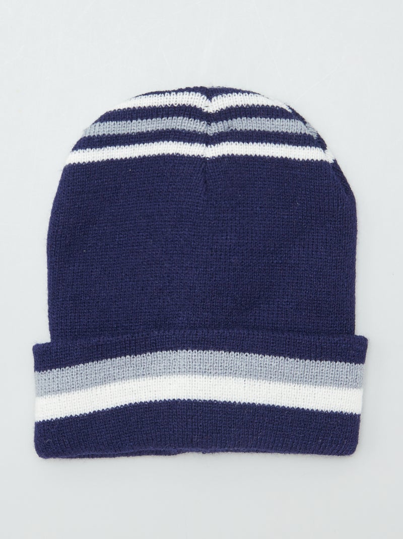 Ensemble bonnet + gants + écharpes - 3 pièces Bleu - Kiabi