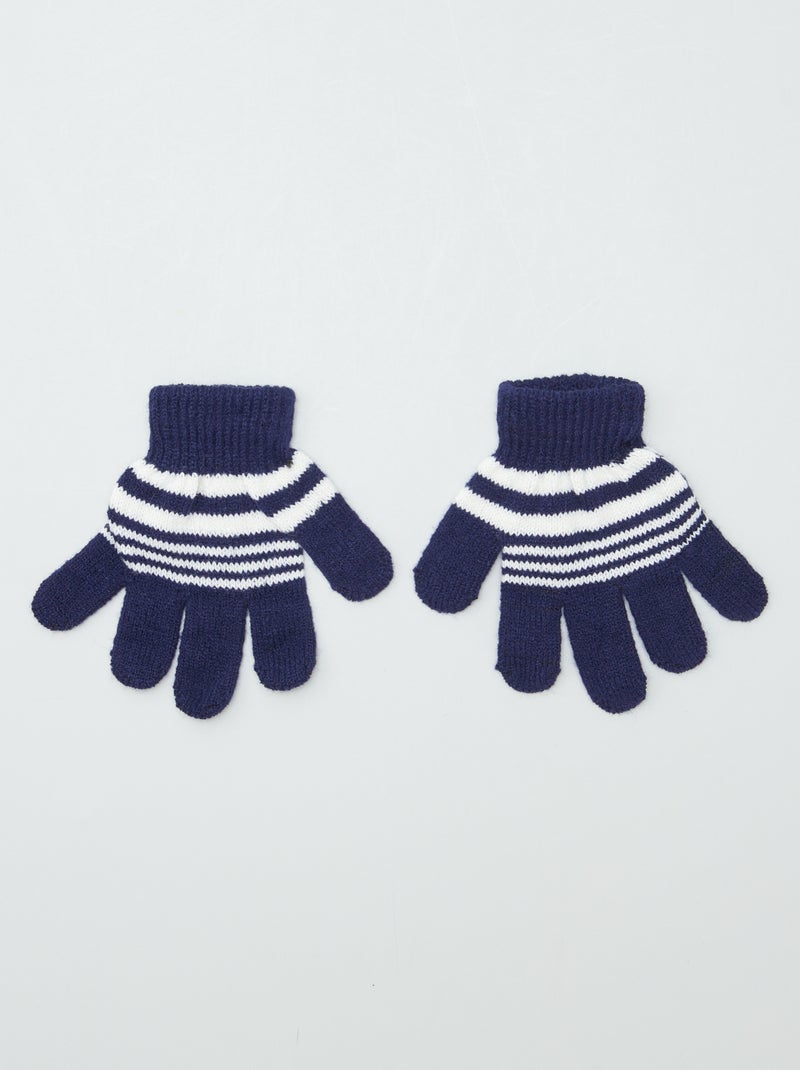 Ensemble bonnet + gants + écharpes - 3 pièces Bleu - Kiabi