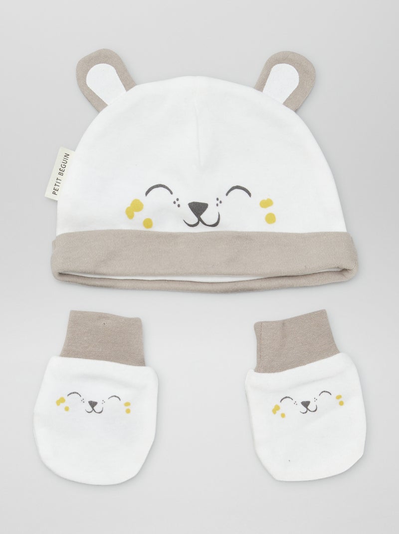 Ensemble bonnet + moufles BLANC - Kiabi