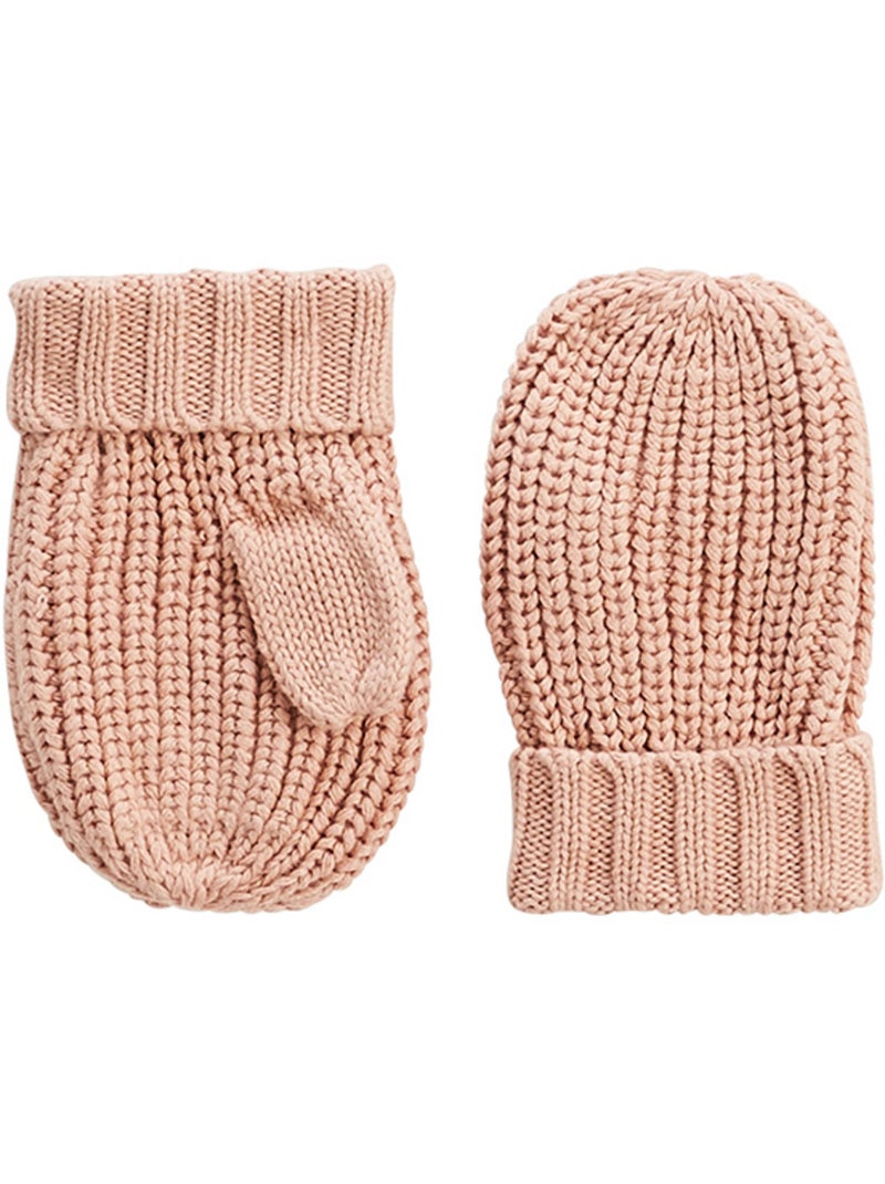 Ensemble bonnet, moufles et cache-cou enfant en tricot Esm?e Rose - Kiabi