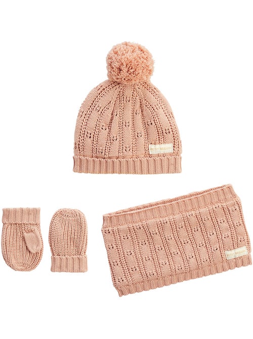 Ensemble bonnet, moufles et cache-cou enfant en tricot Esmée - Kiabi