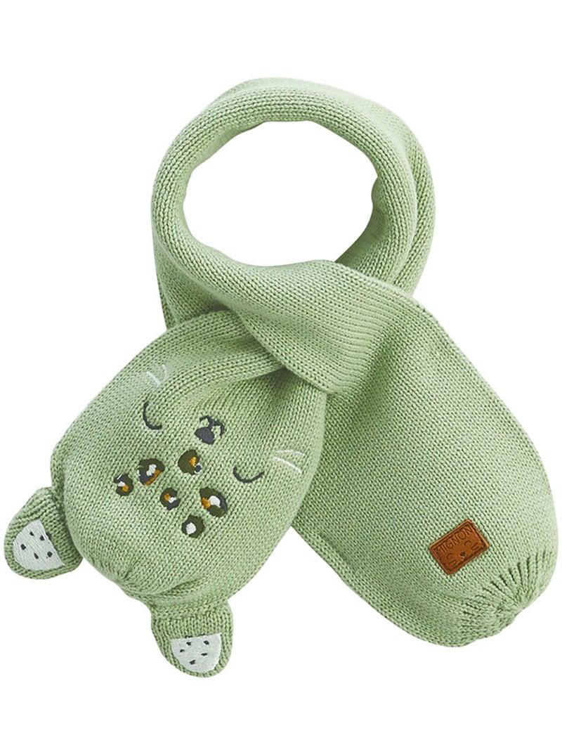 Ensemble bonnet, moufles et ?charpe b?b? en tricot Boavista Kaki - Kiabi