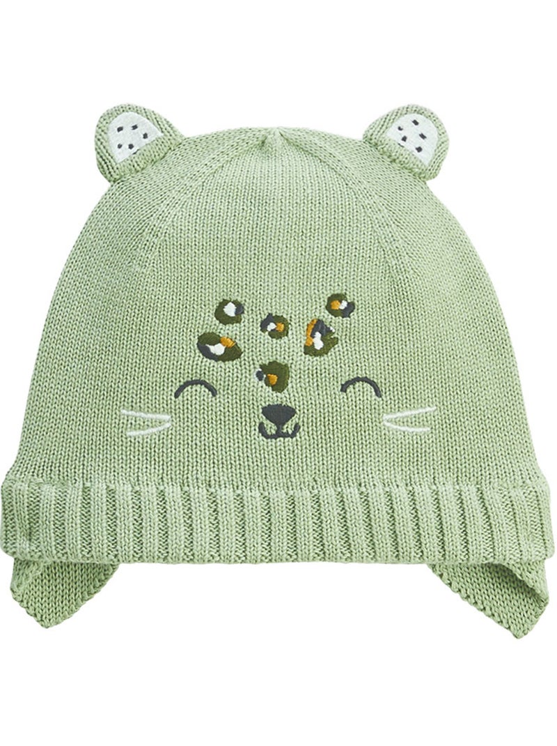 Ensemble bonnet, moufles et écharpe bébé en tricot Boavista Kaki - Kiabi
