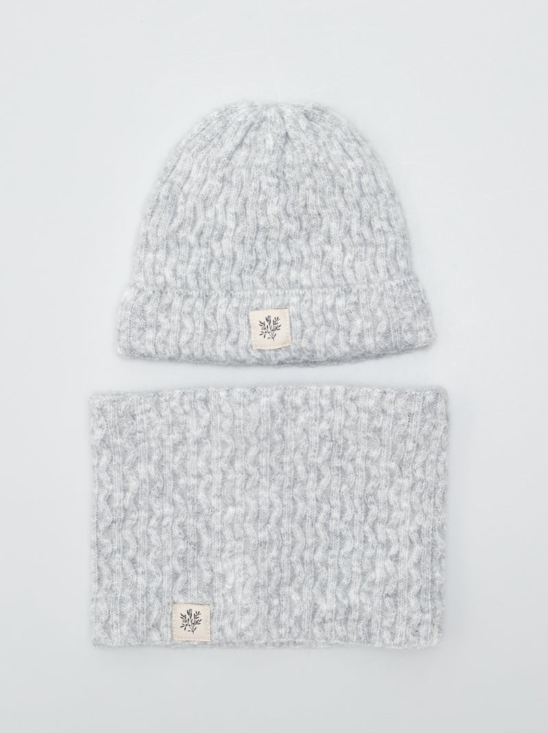 Ensemble bonnet + snood - 2 pièces Gris - Kiabi