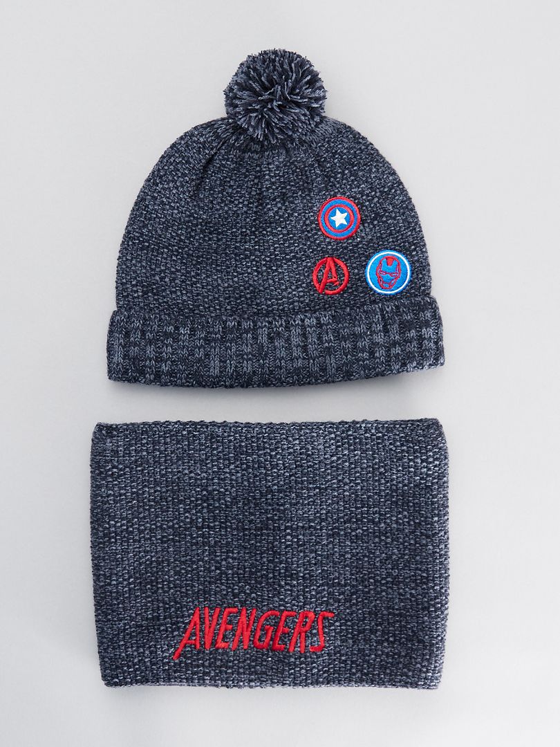 Ensemble bonnet + snood 'Avengers' bleu marine - Kiabi