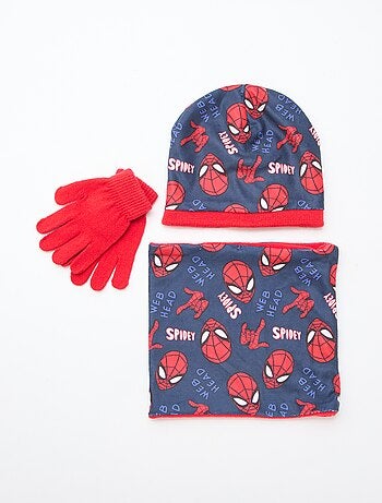 Ensemble bonnet + snood + gants 'Spiderman' 'Marvel' - 3 pièces