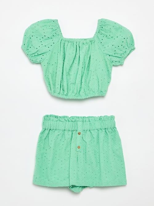 Ensemble brodé 2 pièces - short + blouse - Kiabi