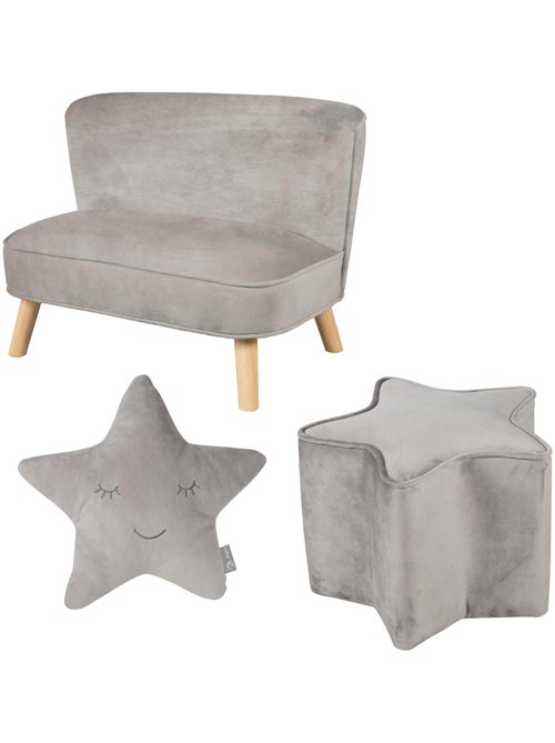 Ensemble canapé enfant + pouf + coussin étoile 'Roba lil sofa' - Kiabi