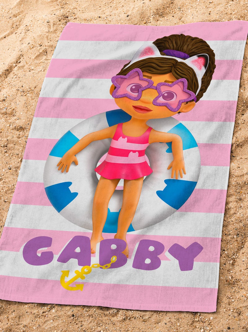 Ensemble cape de bain et drap de plage imprimés 100% coton, gabby et la maison magique duo et pink Rose - Kiabi