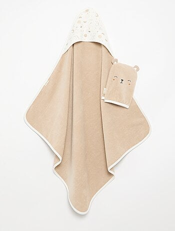 Ensemble cape de bain + gants - 2 pièces