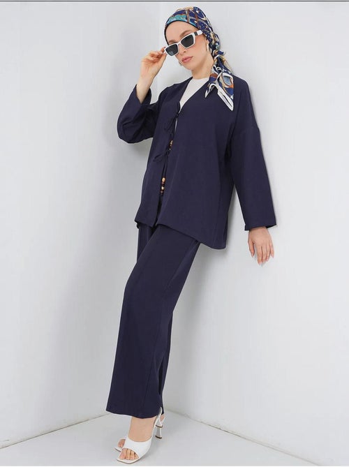Ensemble cardigan à col en v et pantalon à jambes larges bdart - Kiabi