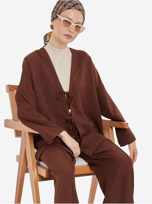 Ensemble cardigan à col en v et pantalon à jambes larges bdart - Kiabi