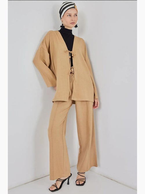 Ensemble cardigan à col en v et pantalon à jambes larges bdart - Kiabi