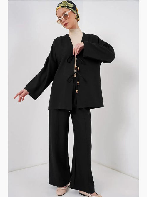 Ensemble cardigan à col en v et pantalon à jambes larges bdart - Kiabi