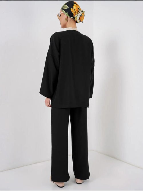 Ensemble cardigan à col en v et pantalon à jambes larges bdart - Kiabi