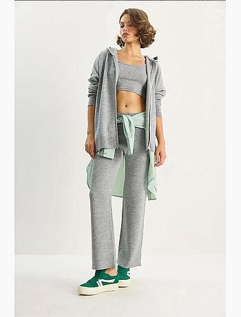 Ensemble cardigan et pantalon à taille haute et col zippé lucci