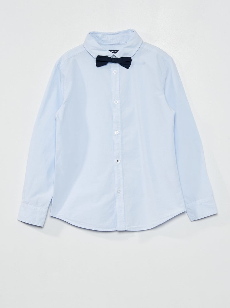 Ensemble chemise coton + noeud papillon Bleu clair - Kiabi