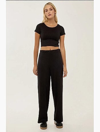 Ensemble chemise courte en tricot et pantalon à ceinture élastique hiccup