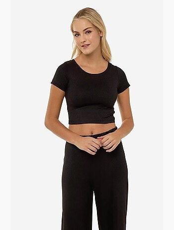 Ensemble chemise courte en tricot et pantalon à ceinture élastique hiccup