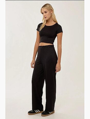 Ensemble chemise courte en tricot et pantalon à ceinture élastique hiccup