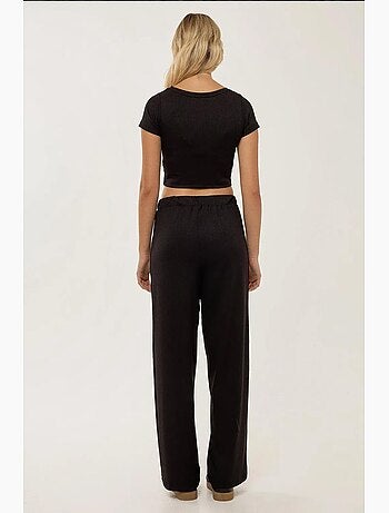 Ensemble chemise courte en tricot et pantalon à ceinture élastique hiccup