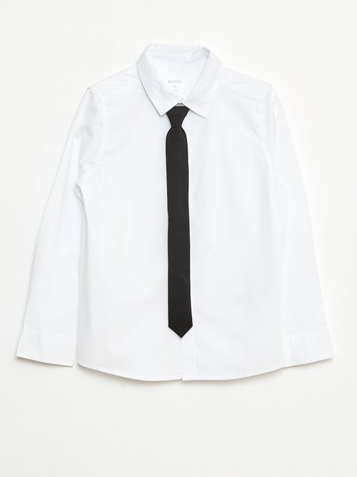 Ensemble chemise + Cravate en popeline à scratch - 2 pièces - Kiabi