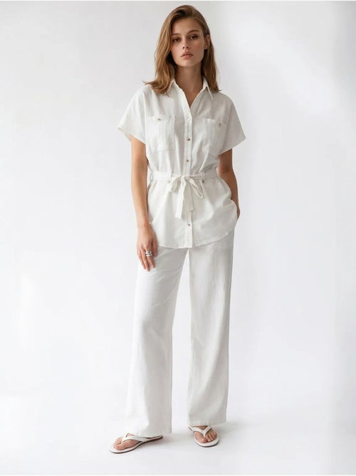 Ensemble chemise et pantalon large en coton mixray - Kiabi