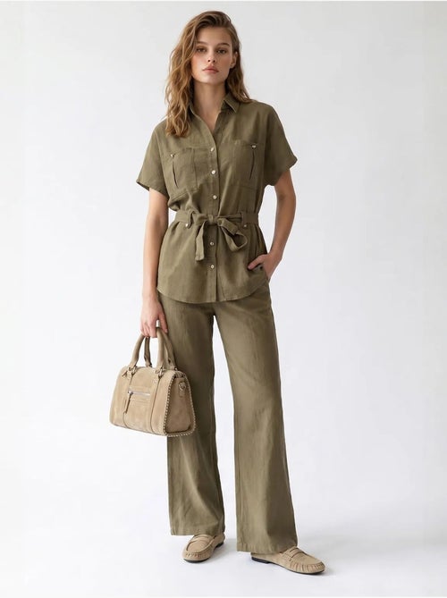 Ensemble chemise et pantalon large en coton mixray - Kiabi