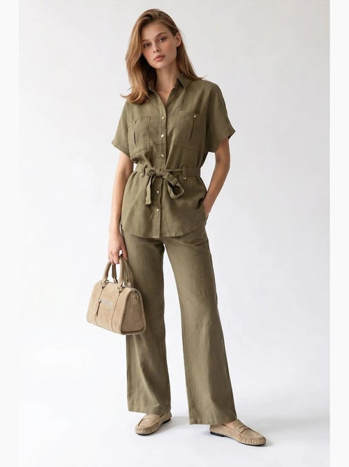 Ensemble chemise et pantalon large en coton mixray - Kiabi