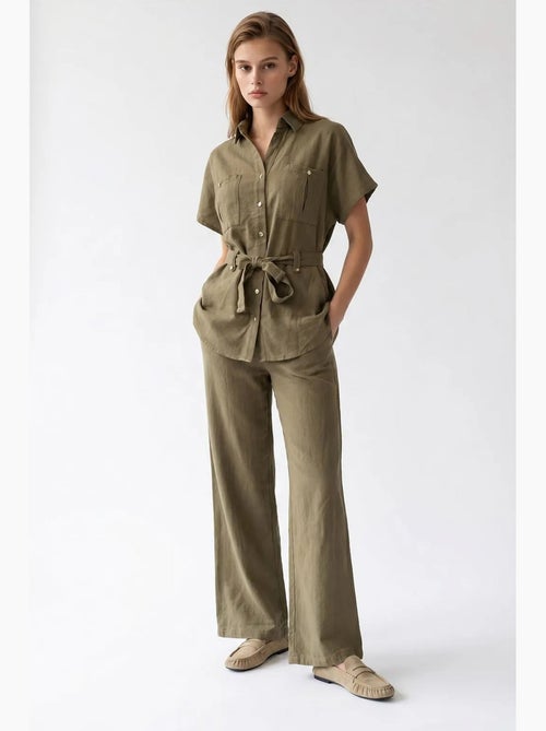 Ensemble chemise et pantalon large en coton mixray - Kiabi
