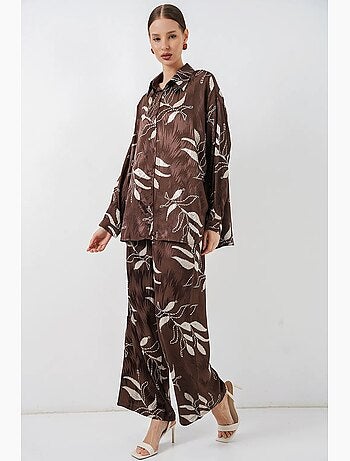 Ensemble chemise et pantalon large en viscose à fleurs bdart
