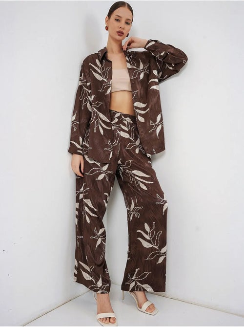 Ensemble chemise et pantalon large en viscose à fleurs bdart - Kiabi