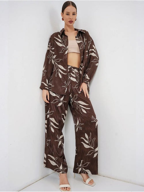 Ensemble chemise et pantalon large en viscose à fleurs bdart - Kiabi
