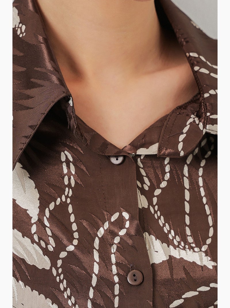 Ensemble chemise et pantalon large en viscose à fleurs bdart Marron chocolat - Kiabi