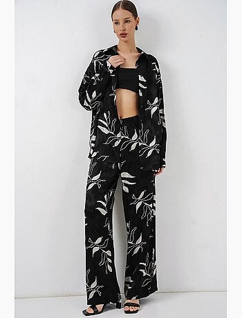 Ensemble chemise et pantalon large en viscose à fleurs bdart